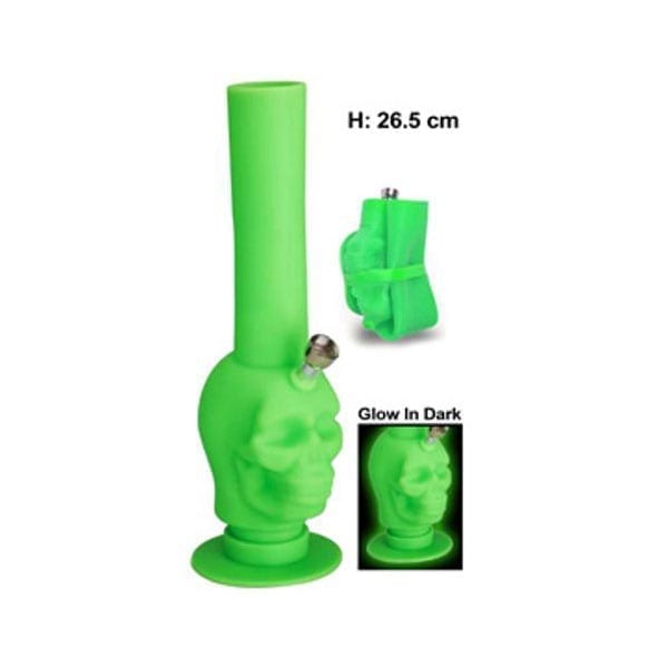 Silicone-Skull Waterpipe-Green Silicone Skull Waterpipe Green