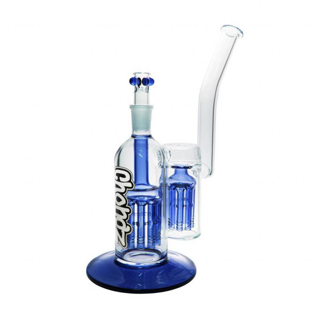 Chongz Wizards Sleeve Double Percolator Blue Glass Bong 28cm